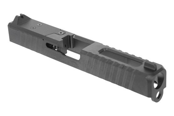 Serrated stainless steel slide for Glock 17 Gen 3.